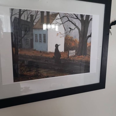 11x14 PRINT OF PAINTING RYTA HALLOWEEN BLACK CAT MAGIC MOON AUTUMN Folk ART Book