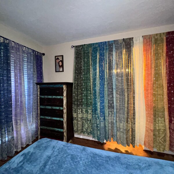 Indian Bohemian Mandala Floral Cotton Yoga Meditation Tab Top Panel Curtain Window Covering