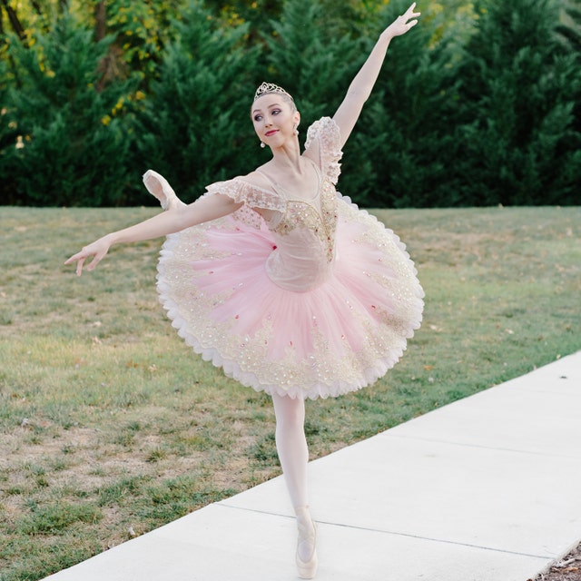 PK-005 Professional Pink Gold Lace Platter Ballet Tutu