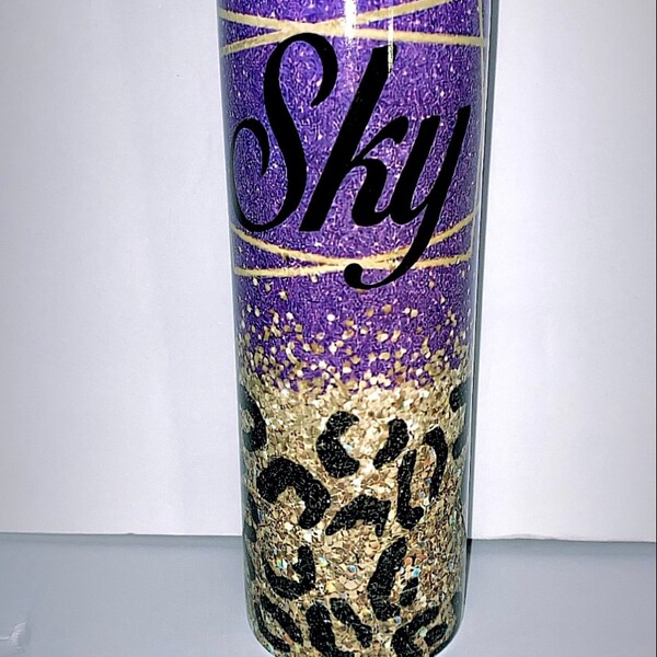 20 Oz Skinny Tumbler Blank Frame Leopard Gold Purple Glitter ...
