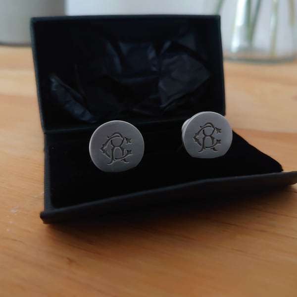 Personalised Sterling Silver Monogram Cufflinks Engraved Custom Two ...