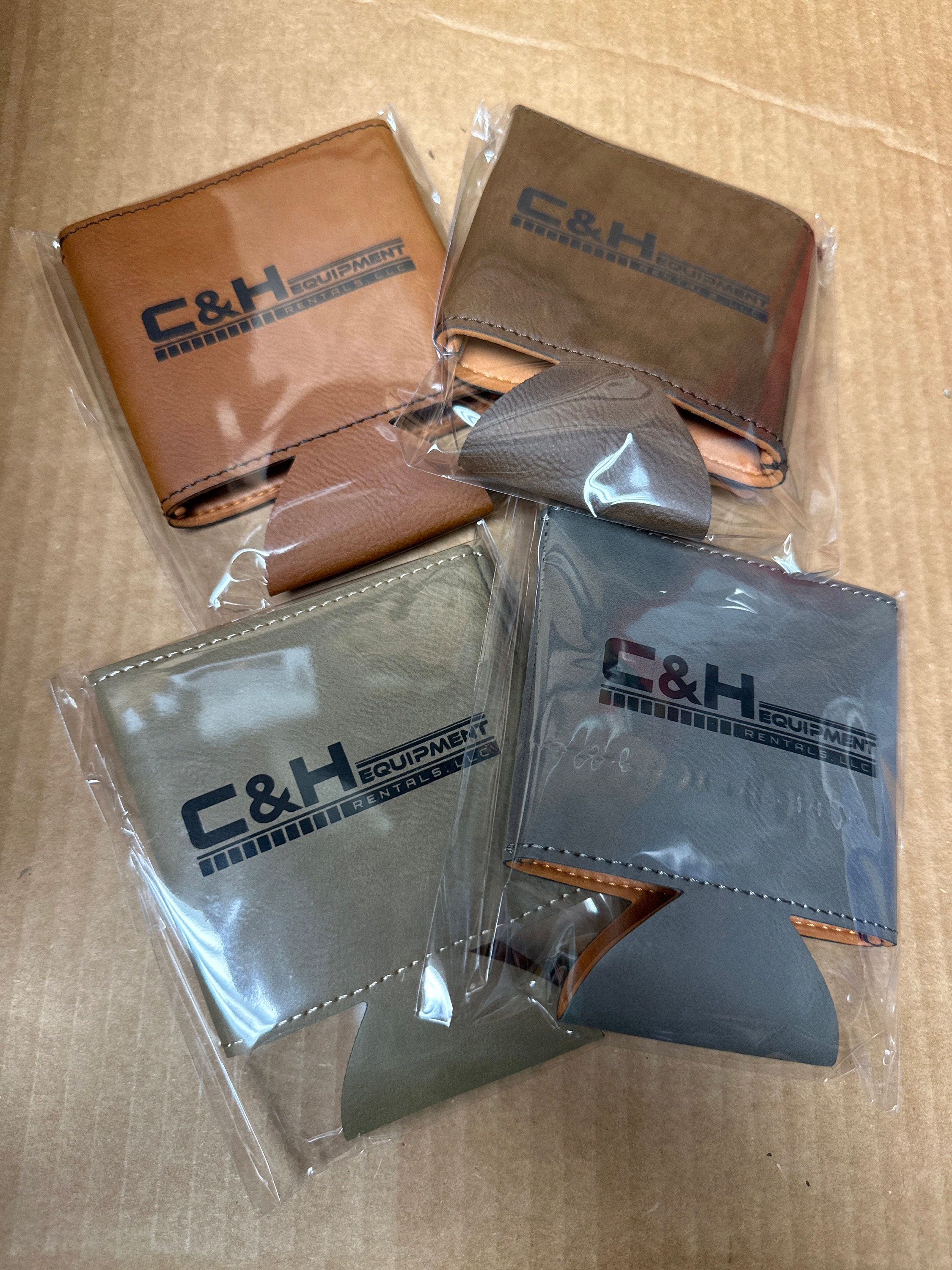 Customer photo of Custom Logo Engraved Leatherette Beverage Holder from Lisa