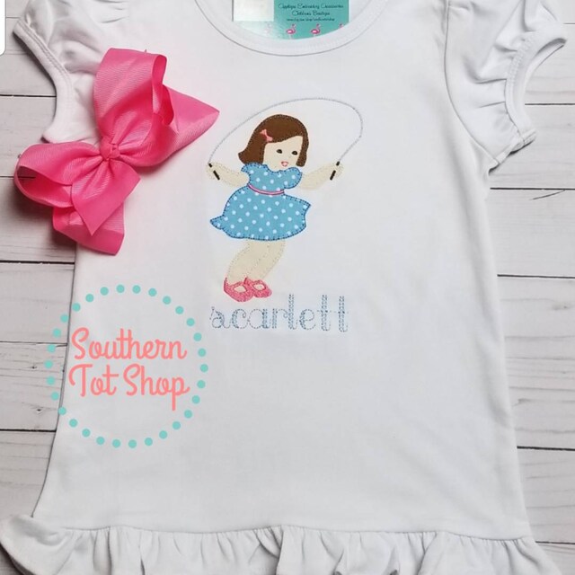 Little Girl Jumping Role Blanket Stitch Applique With Fill Stitch - Main Image