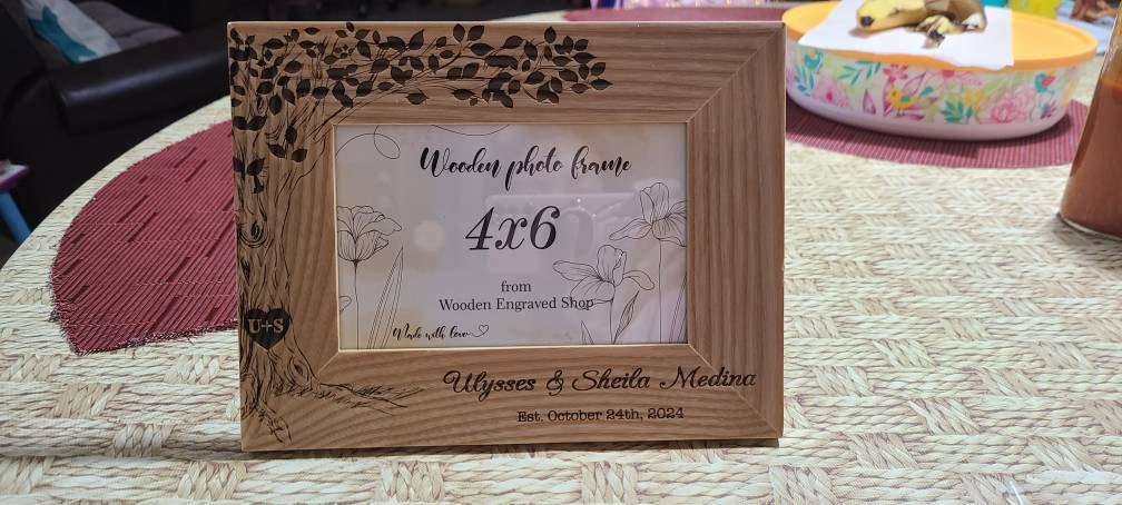 Personalized Wedding Gift, Wedding Picture Frame Wood, Custom Wedding Gift, Wedding gifts for couple, Engraved Wedding Photo Frame with Date