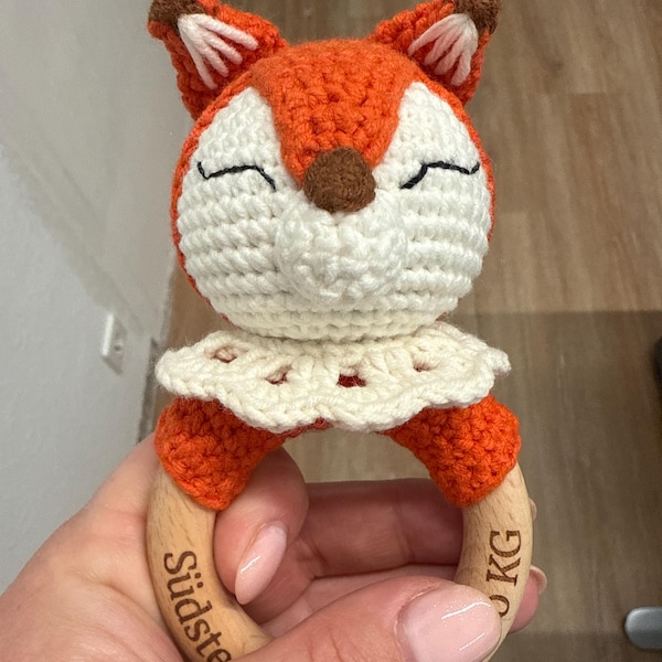 Handgefertigte Baby-Rassel Aus Holz & Baumwolle Produktbild-Vorschau 8