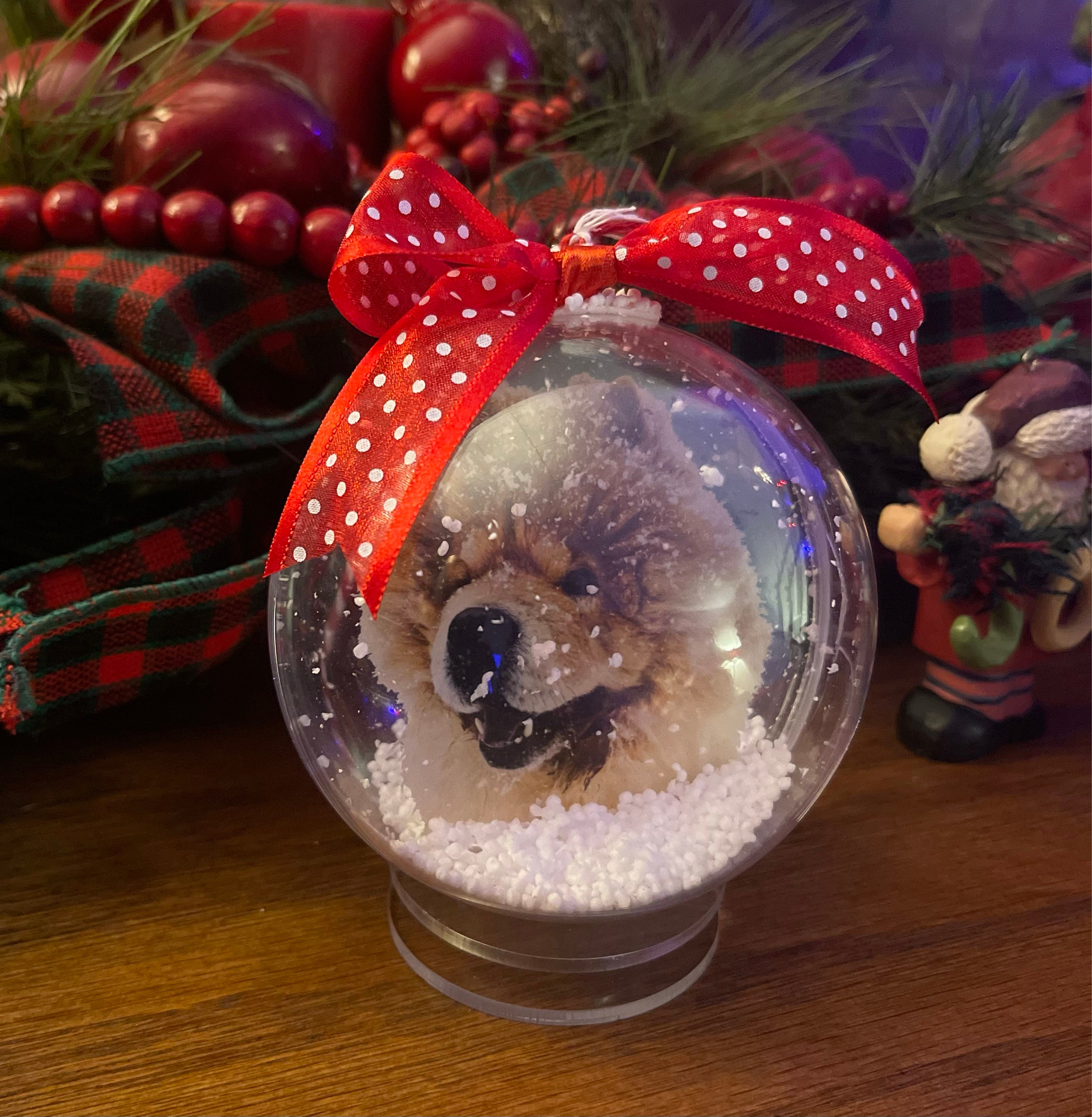 Custom Photo Christmas Ball Ornament, Big Transparent Bauble with Decorative Snow, Personalized Holiday Decor & Family Keepsake, Xmas Gift