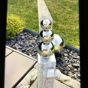 Gartendeko, Gartendekoration, Gartenskulptur, Granit, Edelstahlkugeln