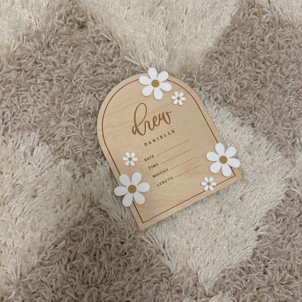 Carte Etape Bebe Birth Announcement Sign 3D Wooden Daisy Baby Monthly ...