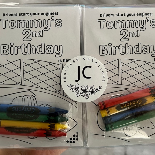 Custom Race Car Coloring Kits Kids Party Favors - Etsy