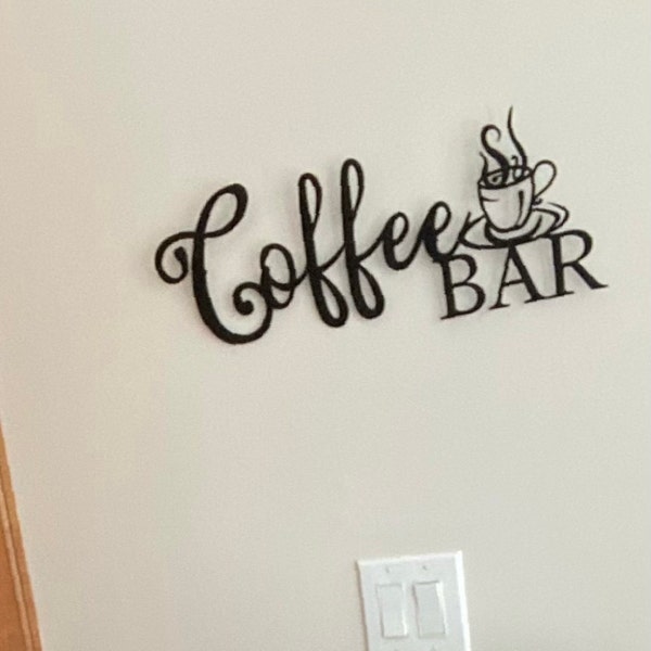 Coffee Bar Script Metal Sign Home Coffee Area Wall Décor Steel Script ...