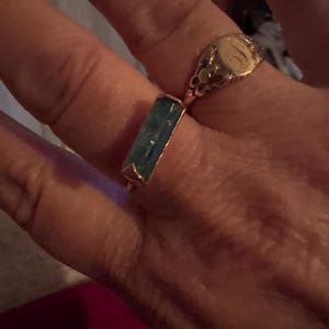 Customer photo from Pam, Raw Aquamarine Bar Ring in Yellow Gold