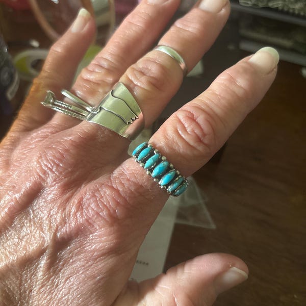 Sleeping Beauty Turquoise 925 Sterling Silver Band Ring Sizes 6, 7, 8 ...