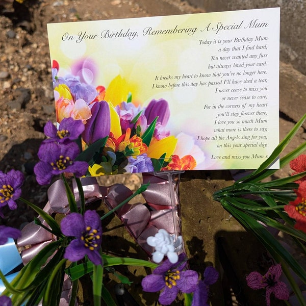 Mum Birthday Memorial Grave Card Mum Memorial Card Mum in Heaven ...