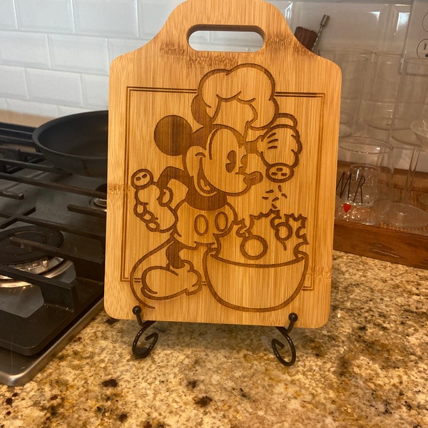 Mickey Mouse Chef Cooking Inspired Cheese, Cutting Wood Board Foodie ...