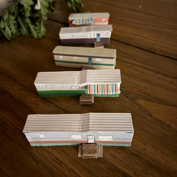 Paper Model Mobile Home Trailer Park Homes Cardstock Kits - Model ...