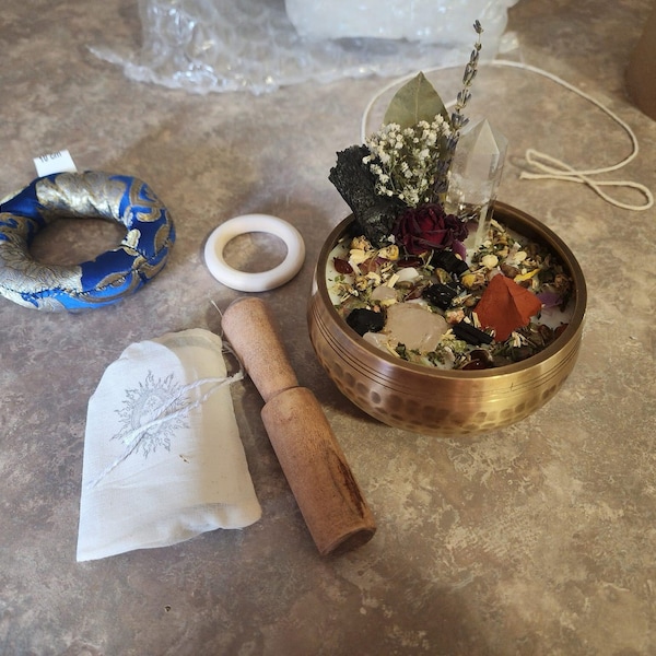 Soul Healing Intention Candle Packed With Crystals, Herbs and Flowers ...
