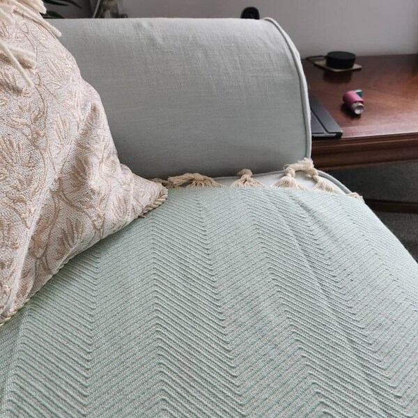 Sage Green Throw Waffle Blanket Large Sofa Throws King Size Bedspread