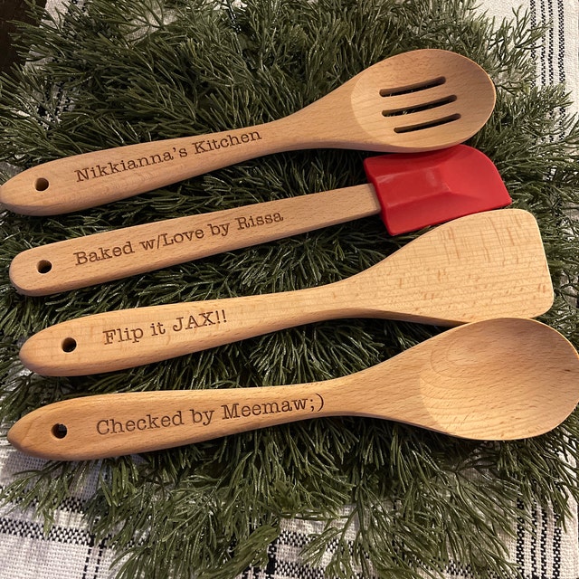Personalized Beechwood Cooking Utensils- 4pc