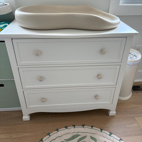 French Country Drawer Knobs Beige Floral Fabric Dresser Knobs