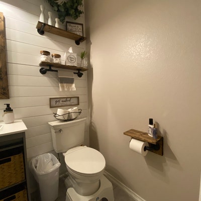 Toilet Paper Holder With Spring TP Holder With Shelf Rustic - Etsy