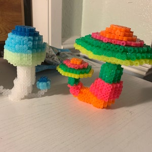 DIY Mini Mushroom 3D Perler Bead Pattern Tutorial 