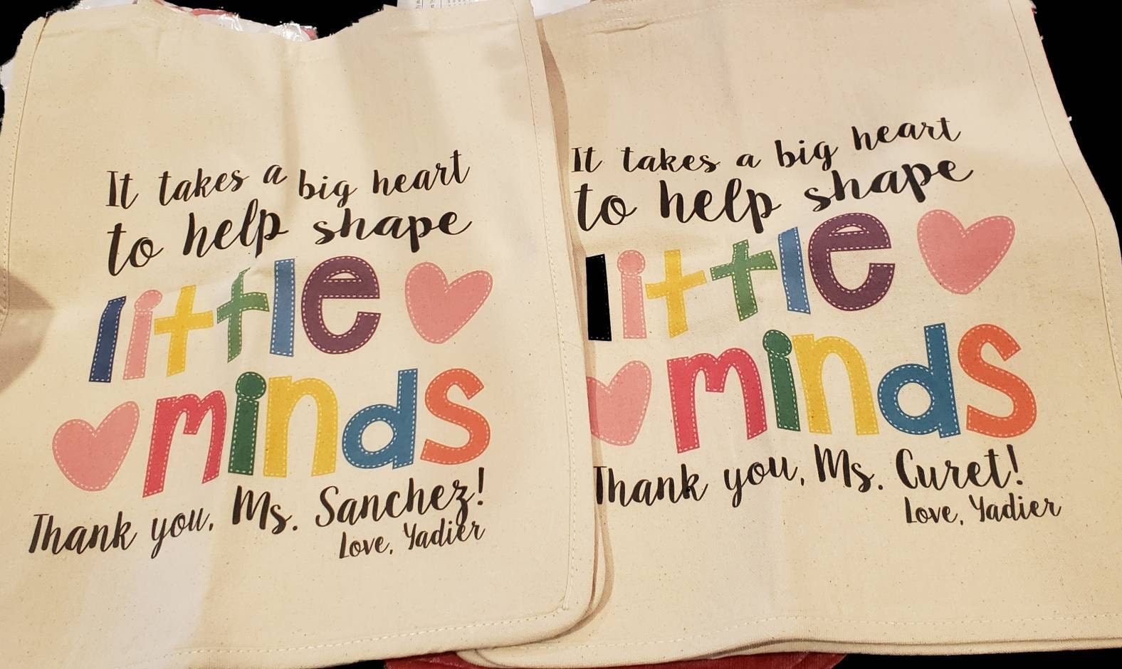 teacher tote bag - adorable teacher tote for kindergarten, first grade - teacher gift big heart to help shape little minds 22MSCL-022-BBag