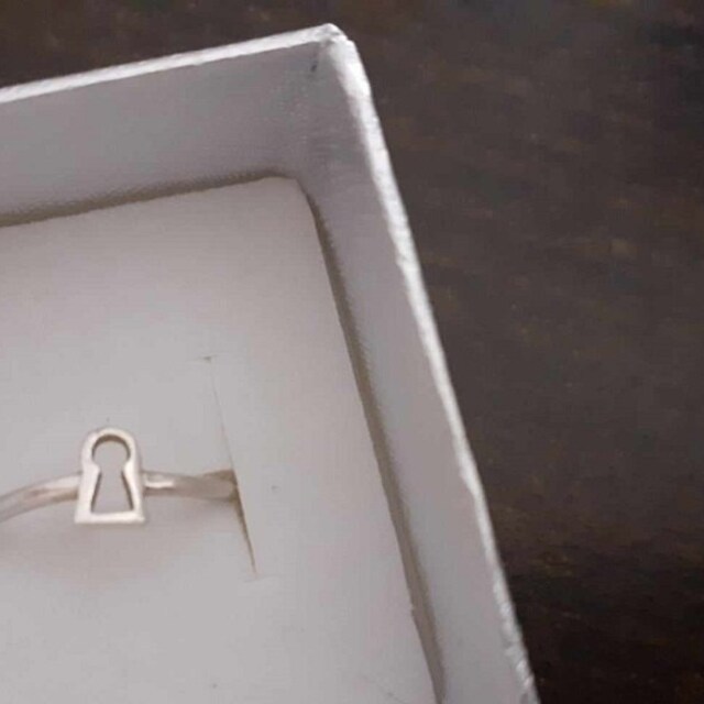 Dainty Keyhole Ring, Tiny Lock Ring, Sterling Silver, Girls Purity