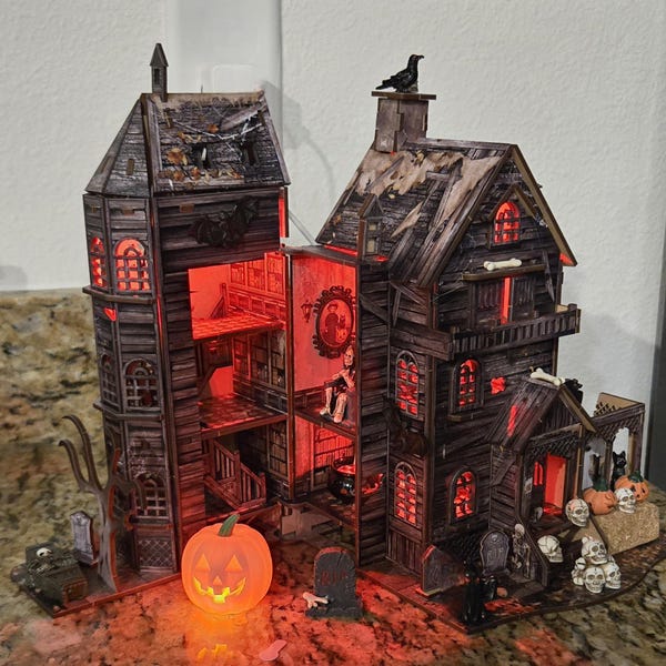 Halloween Tiered Tray Light up Mini Jack O Lantern Decor, Fairy Garden ...