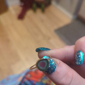 Customer photo from Jenna D Myers, Raw Watermelon Tourmaline Slice Ring