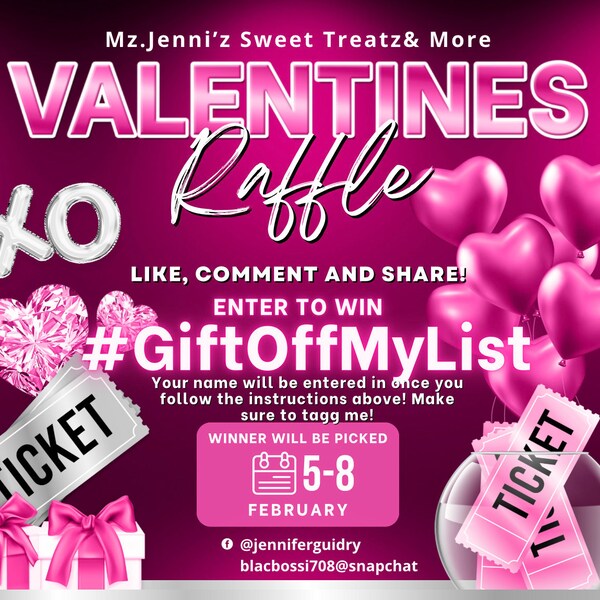 Valentines Day Raffle Giveaway Flyer, DIY Valentines Flyer, Giveaway ...
