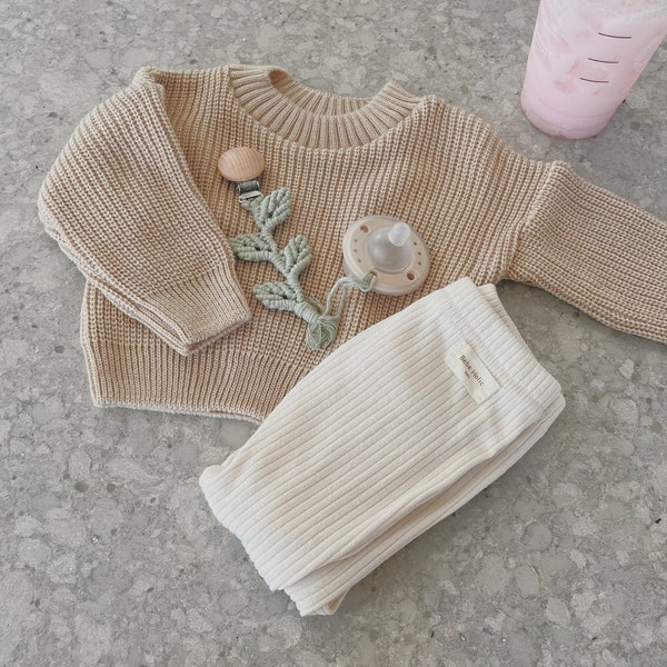 Blue & White Knitted Newborn Outfit