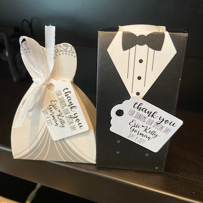 100pc Wedding Favor Gift Box Set/groom Tuxedo Bride Dressribbon/paper ...