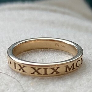 10K Gold Custom Roman Numeral Class Ring, Solid Yellow Gold or White ...