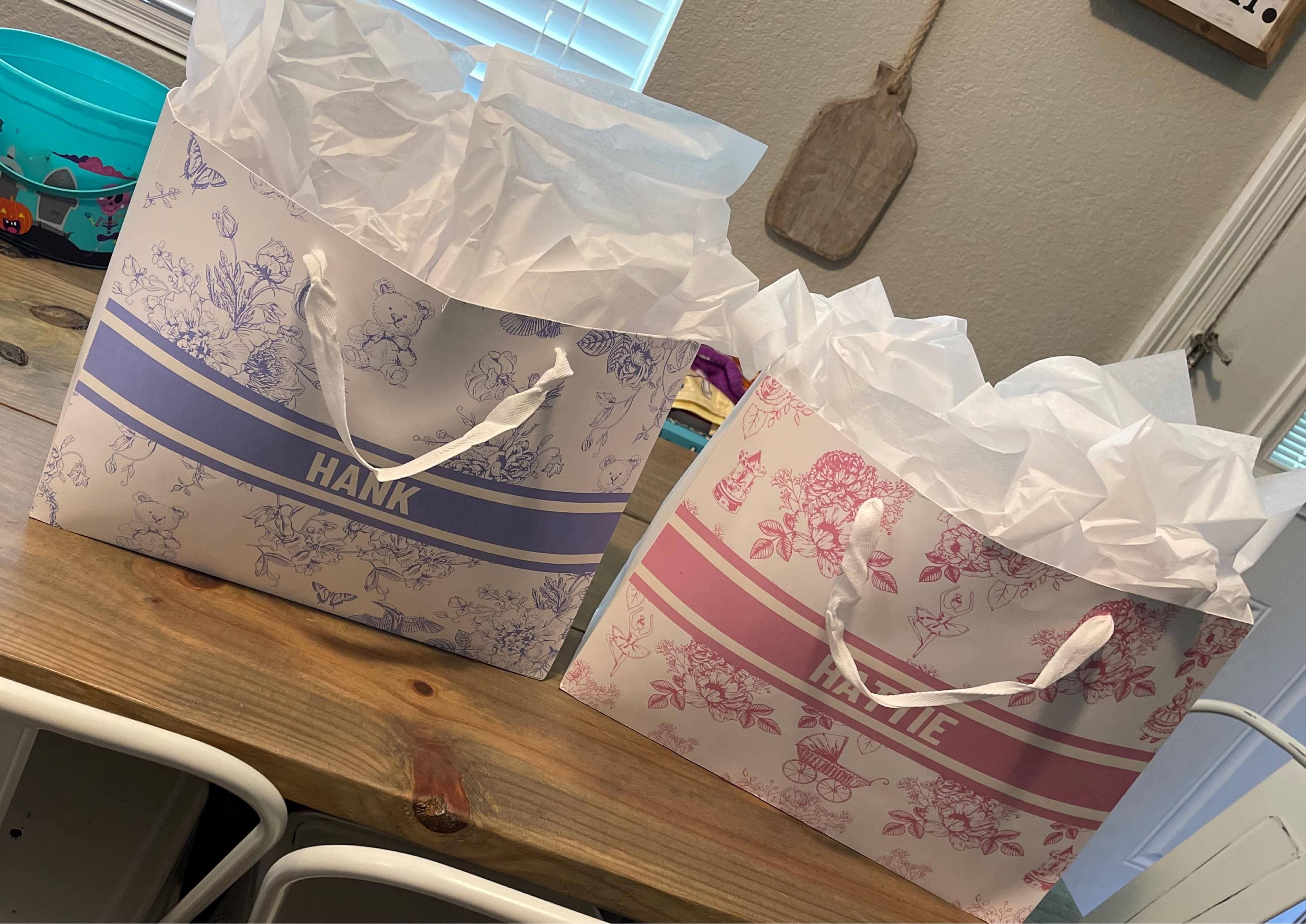 Benutzerdefinierte Toile De Jouy Geschenktüten | Personalisiert | Hochzeit | Brautjungfernantrag | Braut | Babyparty | Geburtstag | Junggesellinnenabschied