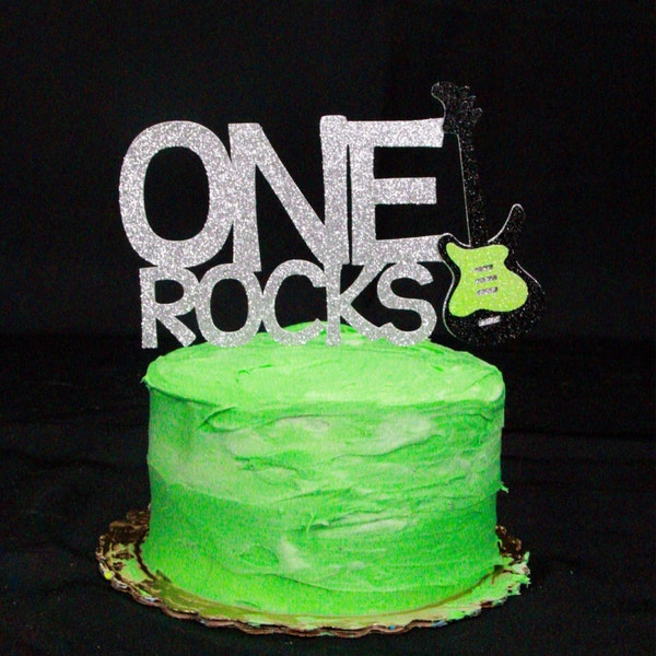 One Rocks Cake Topper / Guitar Cake Topper / Rock Party / Rock N Roll ...