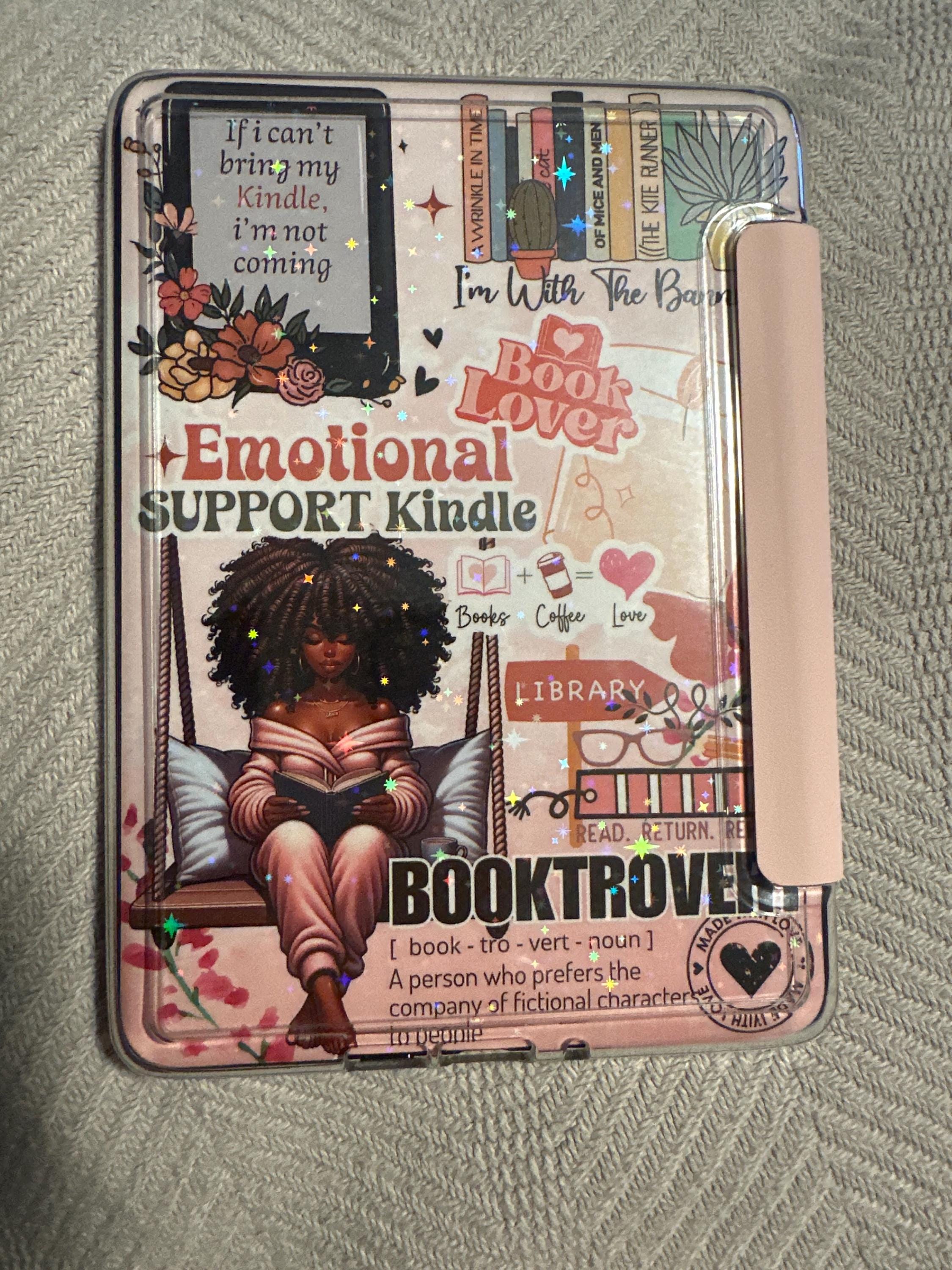 Kindle Insert Kindle Srickers Black Girl E-Reader Holographic Insert Kindle Glitter Cardstock Decor Bookish Accessories Gift for Book Lover