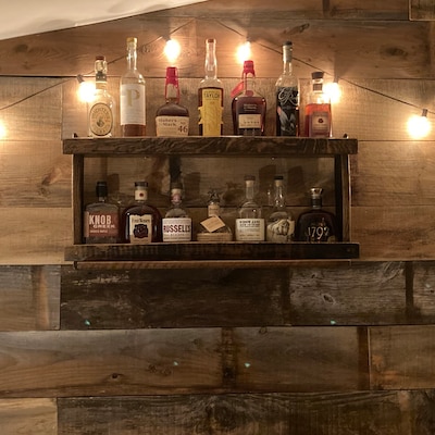 Bar Shelves/wall Display Cabinet/work From Home/drinks Cabinet/rustic ...
