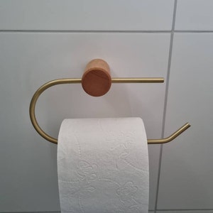 anaan Loft Toiletrolhouder Hout en Messing - Luxe Handdoekhouder