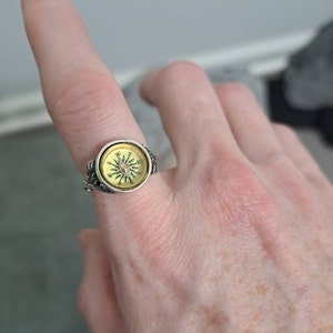 Working Compass Ring Sterling Silver, Silver Twig Ring, Compass Jewelry ...