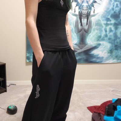 newspaper print baggy pant
