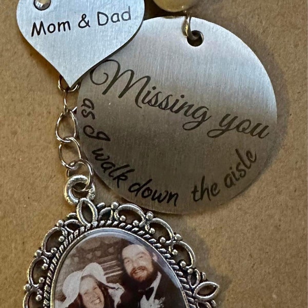 Customized photo charm for bridal memorial bouquet charm pendant with