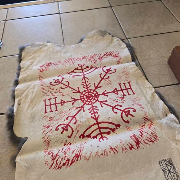 Ritual Altar Cloth, Viking Raven, Block Printed Rabbit Hide. - Etsy