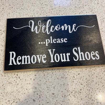 WELCOME Please Remove Your Shoes Sign Wood Porch Foyer Decor Door ...