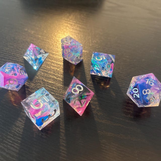 Cosmic Starlight DND Dice , Galaxy Space Sharp Edge Dice Set