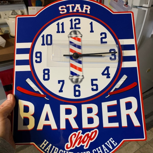 Barber Shop Clock Customized, Barber Pole Sign, Salon Signs, Barber ...