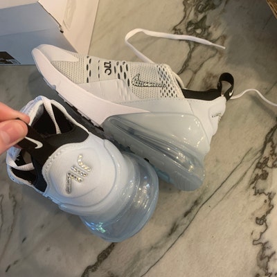 Swarovski Women's Nike Air Max 270 White & Black Sneakers Blinged Out ...