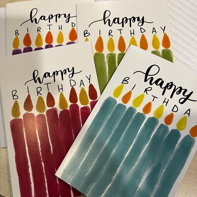 Spring/summer Bright Candle Birthday Cards Bulk Pack of 10 - Etsy