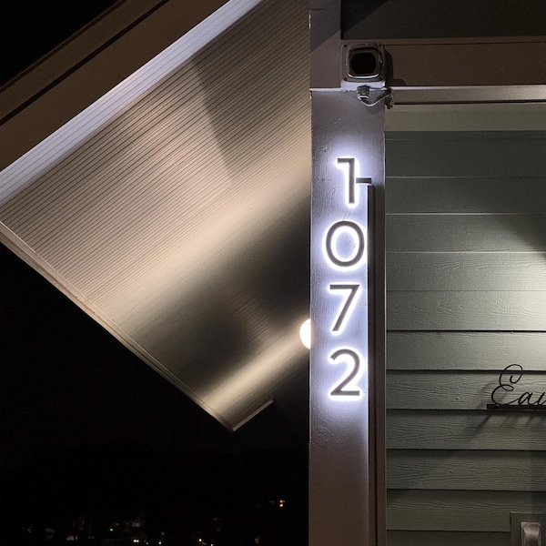 Solar Backlit Sign Personalized Solar Backlit LED House Numbers: Modern Address Sign - Etsy