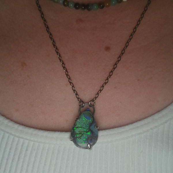 Tetra Large Square Gemstone Pendant  Labradorite main image 1