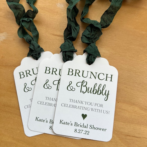 Brunch and Bubbly Bridal Shower Favor Tags: Personalized Champagne Tags ...